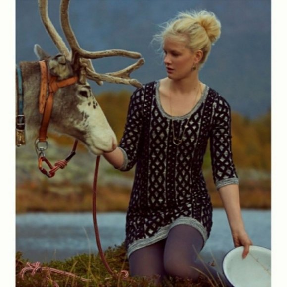 Anthropologie MOTH black lattice sweater dress M - Picture 15 of 15